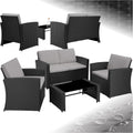 conjunto de muebles de jardín, tectake, Conjunto Jardín de Ratán y Acero, Muebles Jardín Exterior, Conjunto Terraza Resistente a Intemperie, Gris
