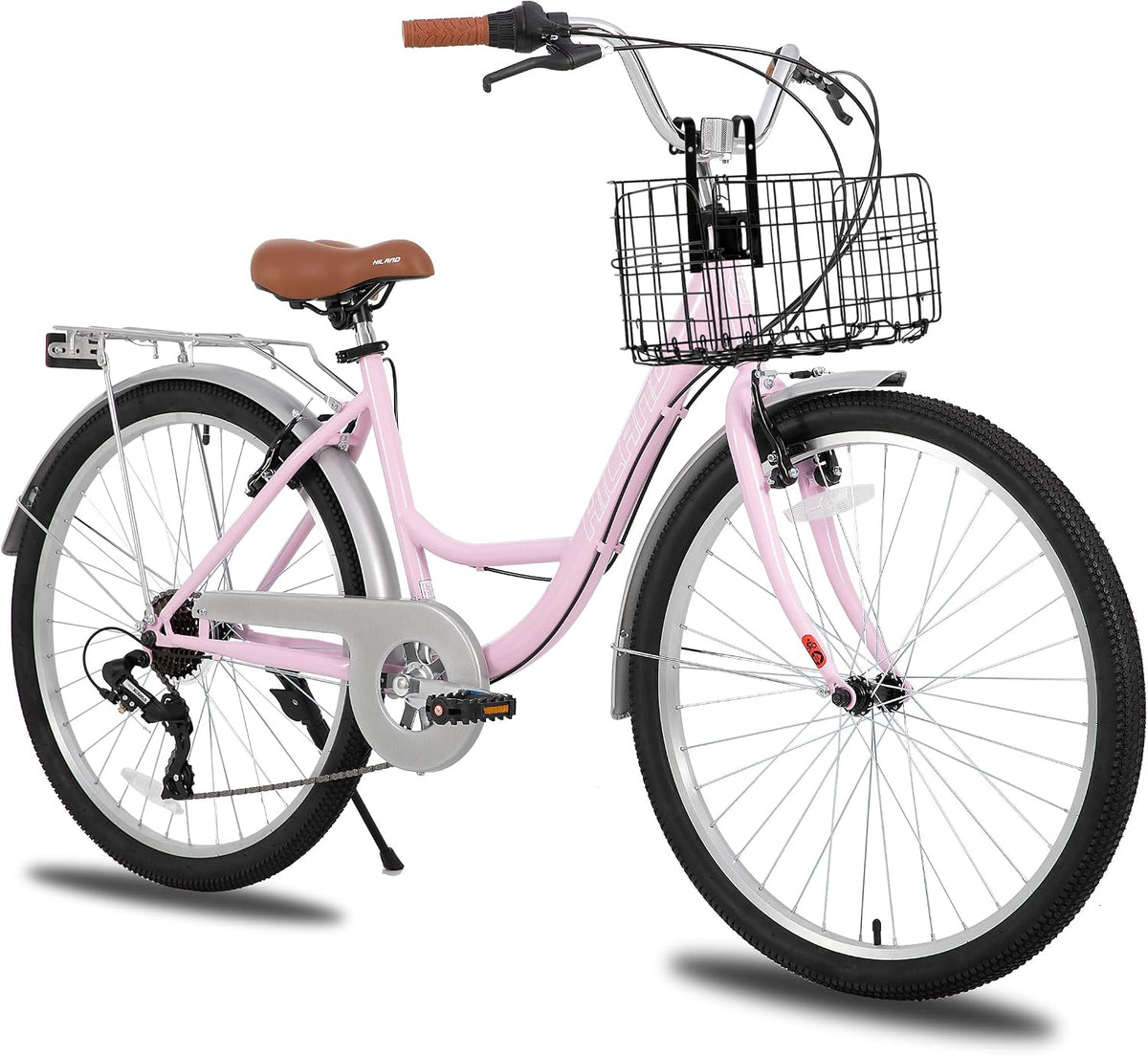 silla de paseo, HH HILAND, para paseo y ciudad, cuadro bajo de acero, 26 pulgadas, 7 velocidades, frenos en V, guardabarros integrales