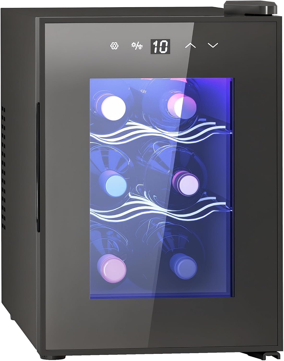 vinoteca, HOMCOM, Puerta de Vidrio, Anti-UV, Pantalla LED, Temperatura Ajustable 8-18°C, Nevera para Vinos con Doble Refrigeración Termoeléctrica