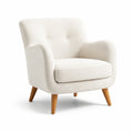 Sillón de Tela Beige con Patas de Madera de Haya