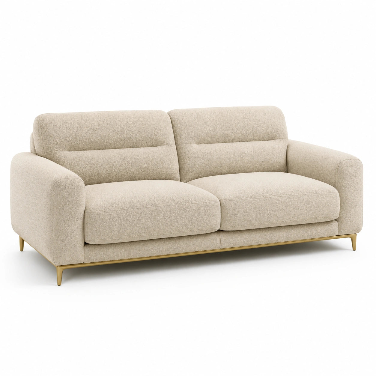 Sofá de 3 plazas en tejido beige y patas de metal