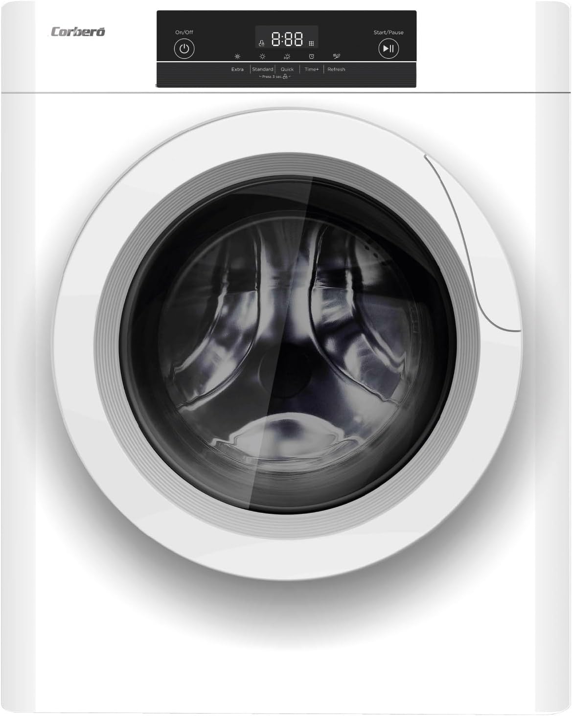 Secadora CSM320W, Corbero, Secado Rápido 45 Min, 5 Programas, Apertura 180o, 65dB, Display LED, Blanco