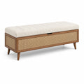 Banco de Almacenamiento de Madera y Ratán Beige