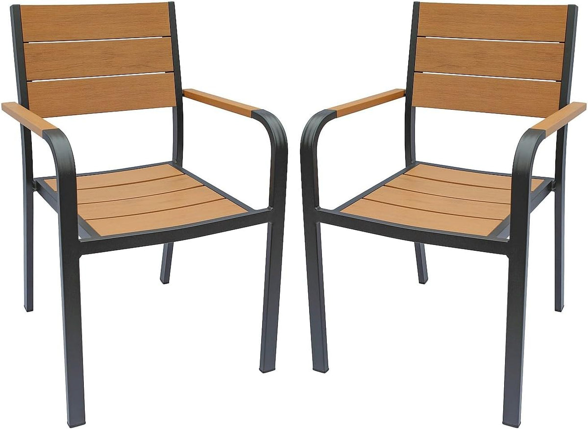 sillón, Vente-unique, -Conjunto de 2 sillones de jardÌn apilables de Aluminio - Natural Claro y Antracita - NYROS de MYLIA