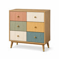 Cajonera de madera con 6 cajones multicolores