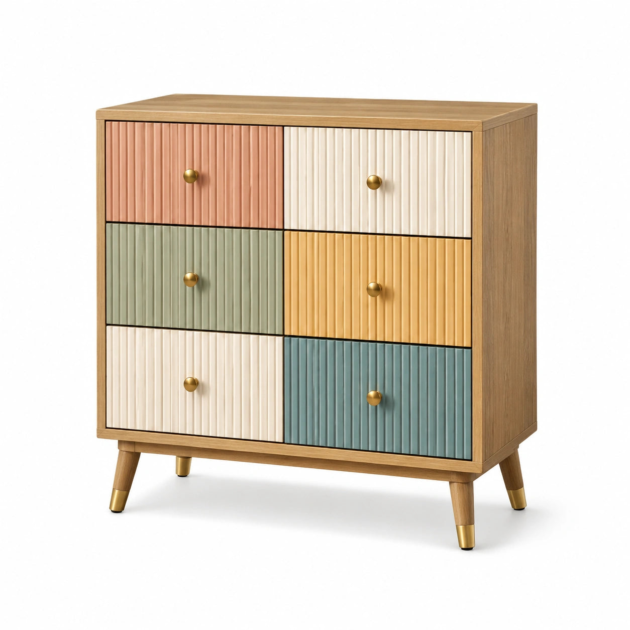 Cajonera de madera con 6 cajones multicolores