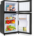 frigorífico combi, Oslghy, Frigorífico Mini 60L, Frigorifico Pequeño con Congelador (22+38L), 102 kWh, -27°C∽13°C (Black), año