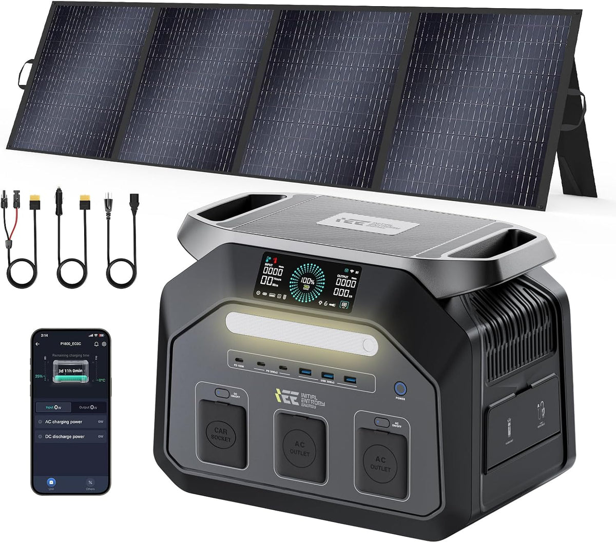 generador P1800, Raikon, Batería LiFePO4, Carga Rápida 80% en 45min, APP, Caravana, Emergencias, Power Station para Camping