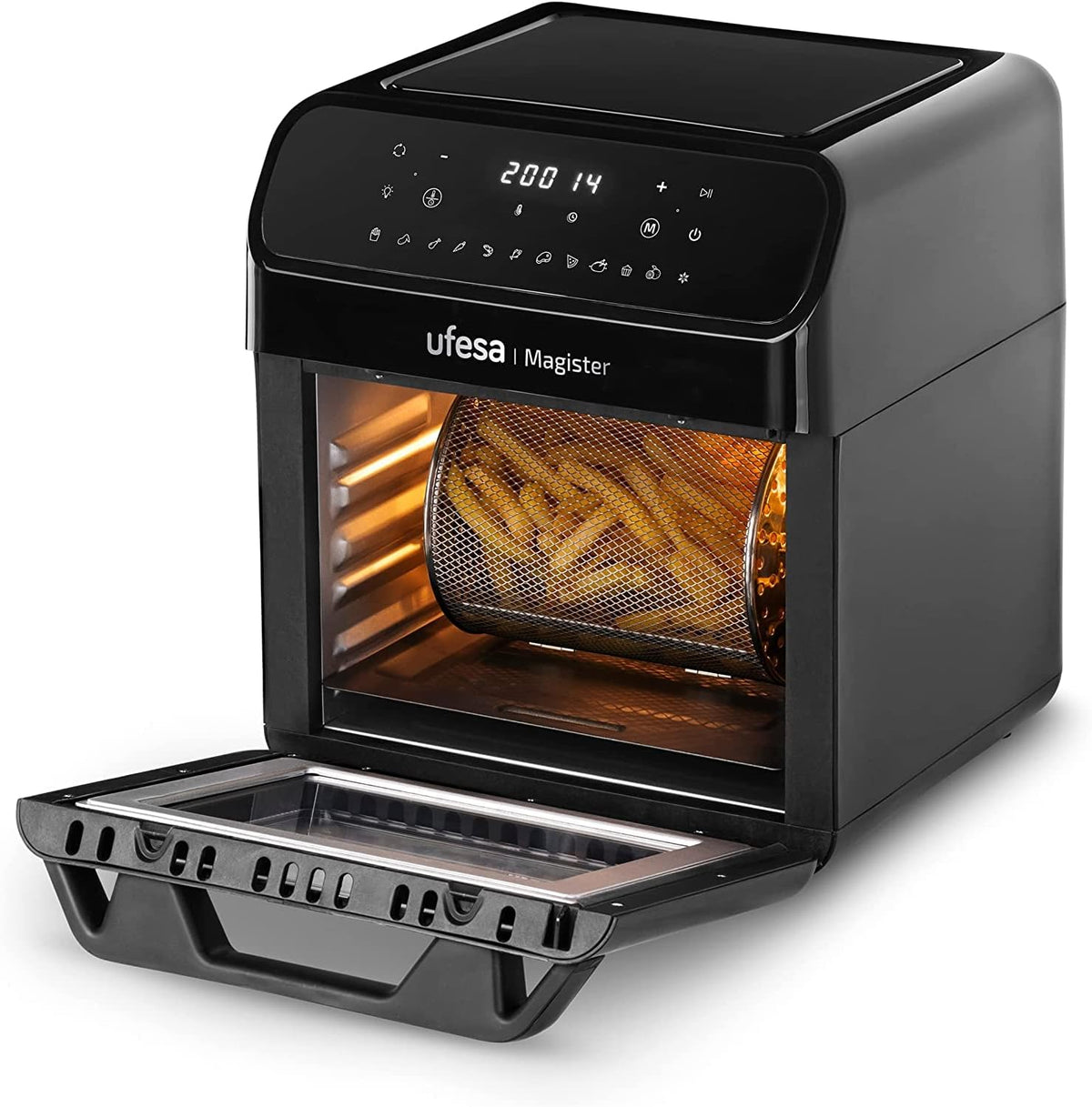 freidora de aire, Ufesa, 12 Programas, 1850W, Temperatura 200oC, 6 Accesorios Incluidos, Temporizador, Magister sin Aceite Airfryer de 12L, Sin BPA