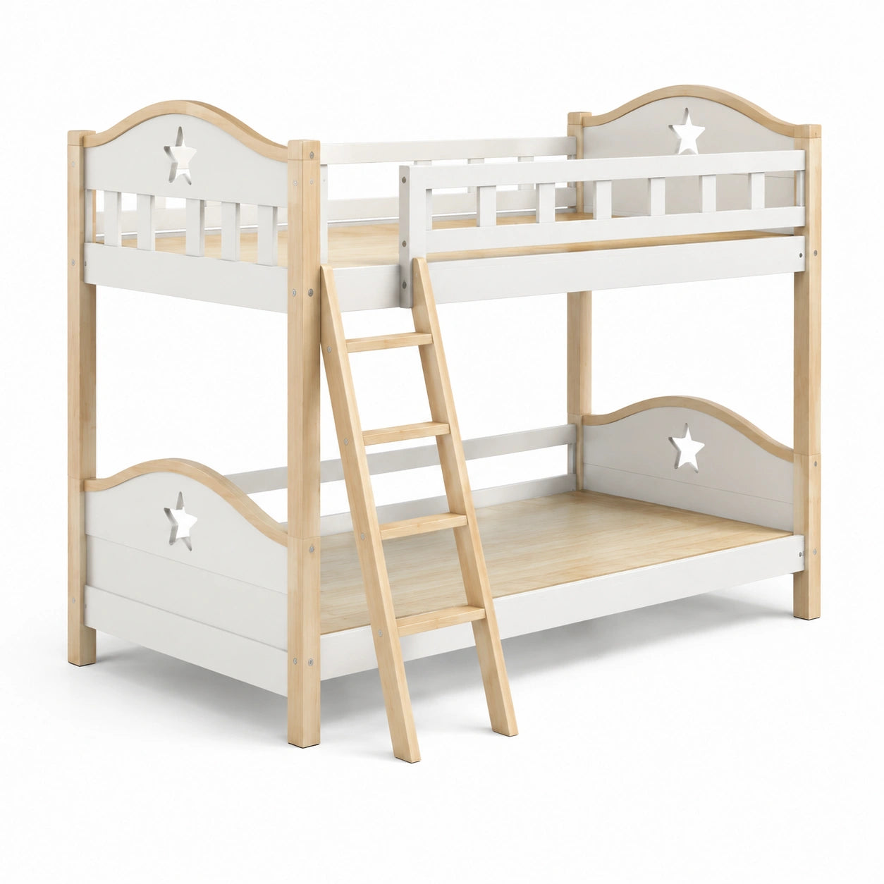 Litera infantil de madera y MDF blanco con estrellas 200x90 cm