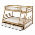 Litera de madera con cajones y escalera inclinada, 200x160x150 cm