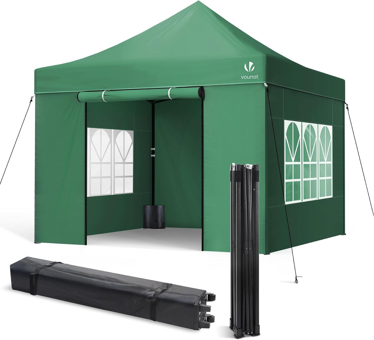cenador, VOUNOT, Impermeable Pabellón de Jardín para Camping, Exterior, Carpa Plegable Gazebo 3x3m con 4 Paredes, Color Verde, Fiestas