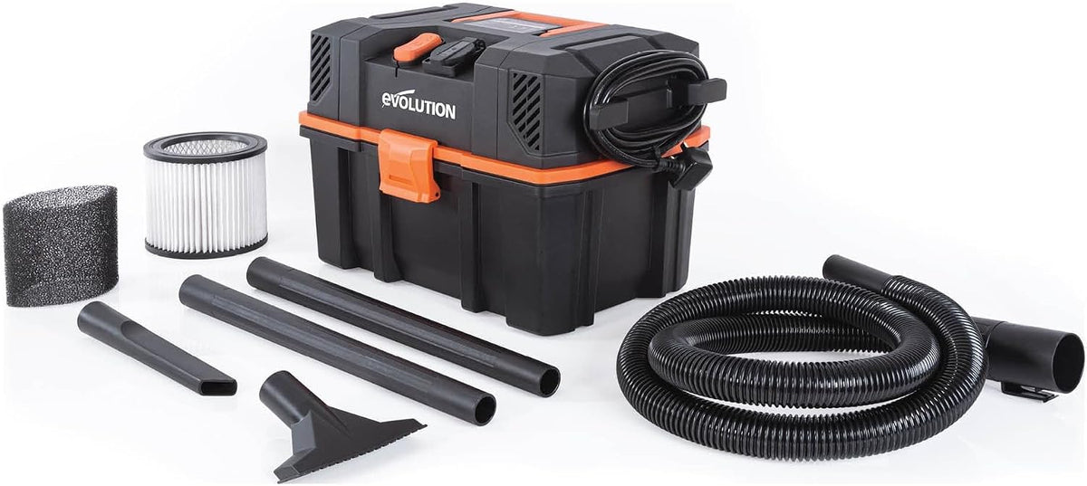 Aspiradoras industriales para sólidos y líquido R15VAC, Evolution Power Tools, capacidad de 8 l