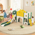 Toboganes independiente, BIYFSDS, doble tobogán con canasta de baloncesto y túnel, pasarela, escalera, telescópico, Tobogán para niños 7 en 1