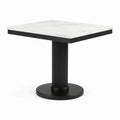 Mesa cuadrada de mármol blanco y acero negro 75x75x75 cm