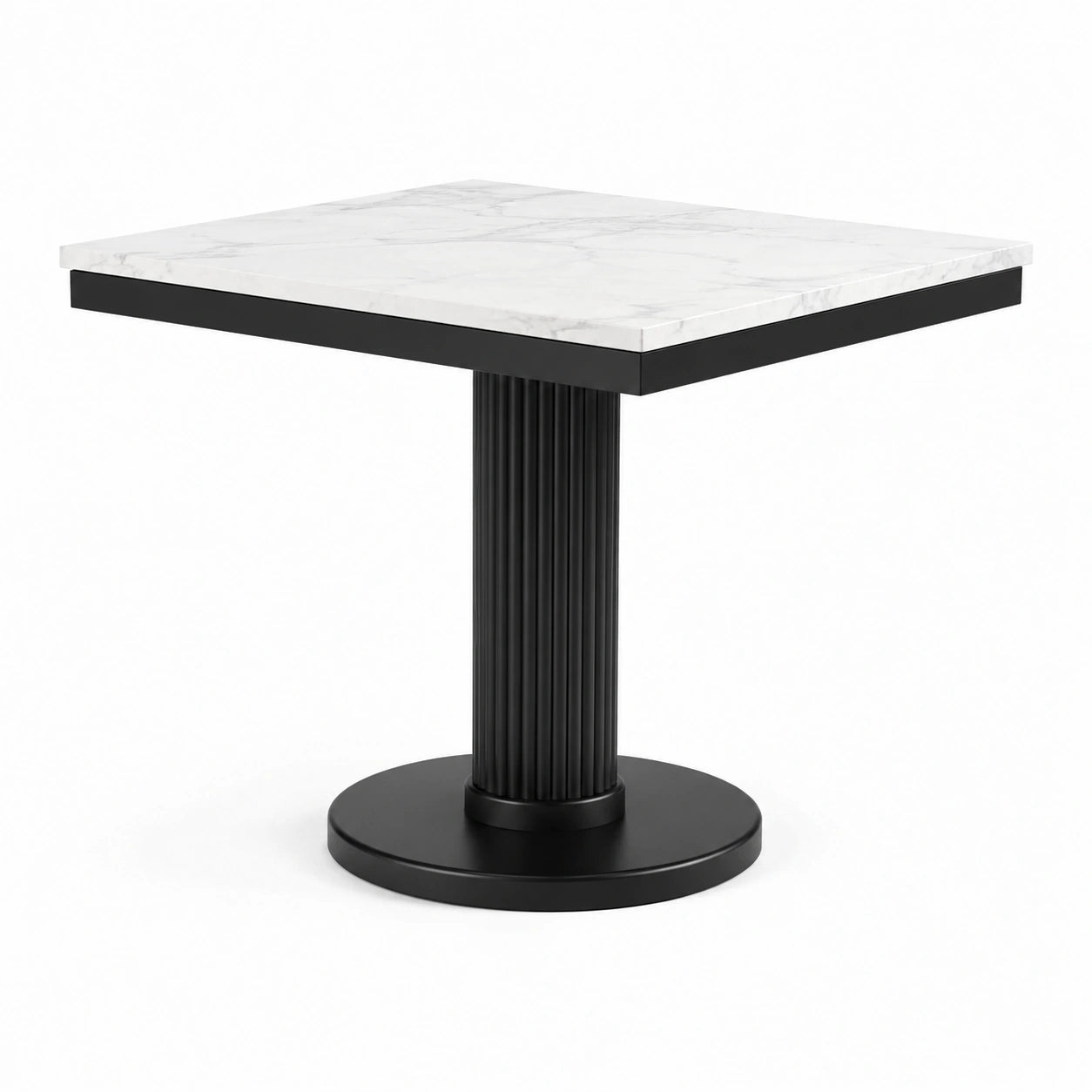 Mesa cuadrada de mármol blanco y acero negro 75x75x75 cm