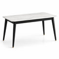 Mesa rectangular de mármol y patas metálicas negras 120x60x75 cm