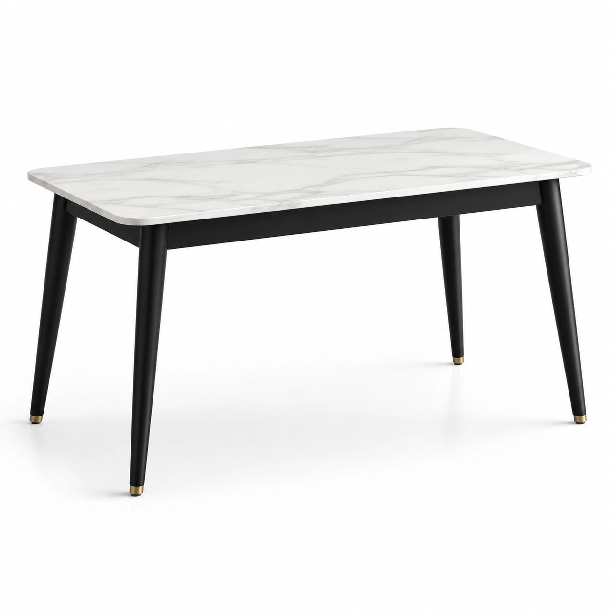 Mesa rectangular de mármol y patas metálicas negras 120x60x75 cm