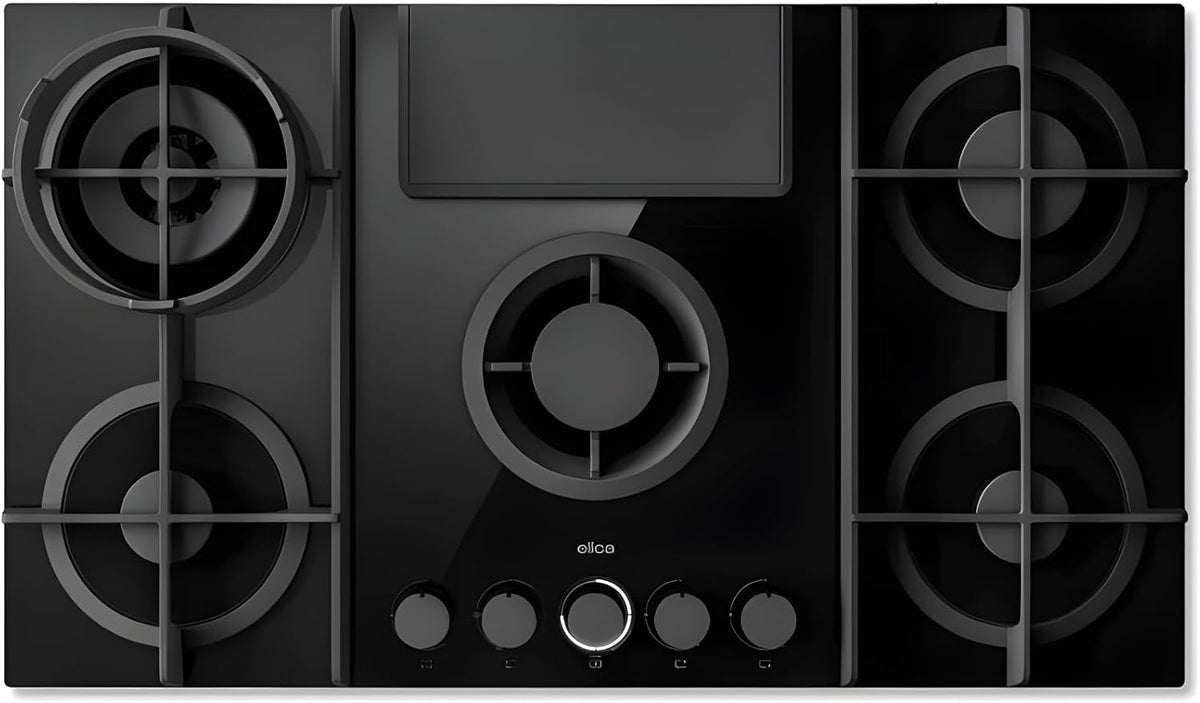 campana extractora PRF0196341, Elica, 88, Placa de gas con integrada NIKOLATESLA FLAME EVO BL, Black