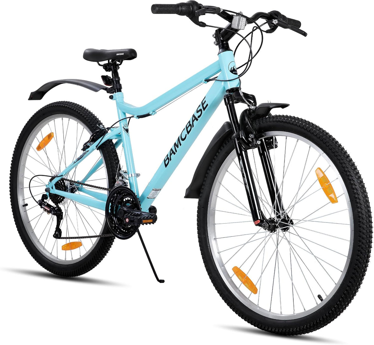 bicicleta de montaña, HH HILAND, 18 Velocidades, Resistente, Ciudad y Ocio, Frenos en V, Morado, Cuadro de Acero al Carbono, Blanco