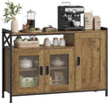armario, WOLTU, Aparador Cocina de Almacenamiento, Mueble Auxiliar de Almacenaje para Cocina Salón y Comedor, Estructura Metal y Madera, Madera Marrón