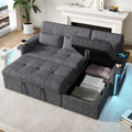 sofá cama, Bladez, portabebidas Sofá de esquina de 3 plazas con espacio de almacenamiento Chaise Longue para sala, respaldo ajustable