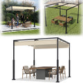 cenador, VA-Cerulean, toldo para terraza, para jardín, color beige, Pérgola de metal con techo solar, protección solar, con columnas de metal robustas