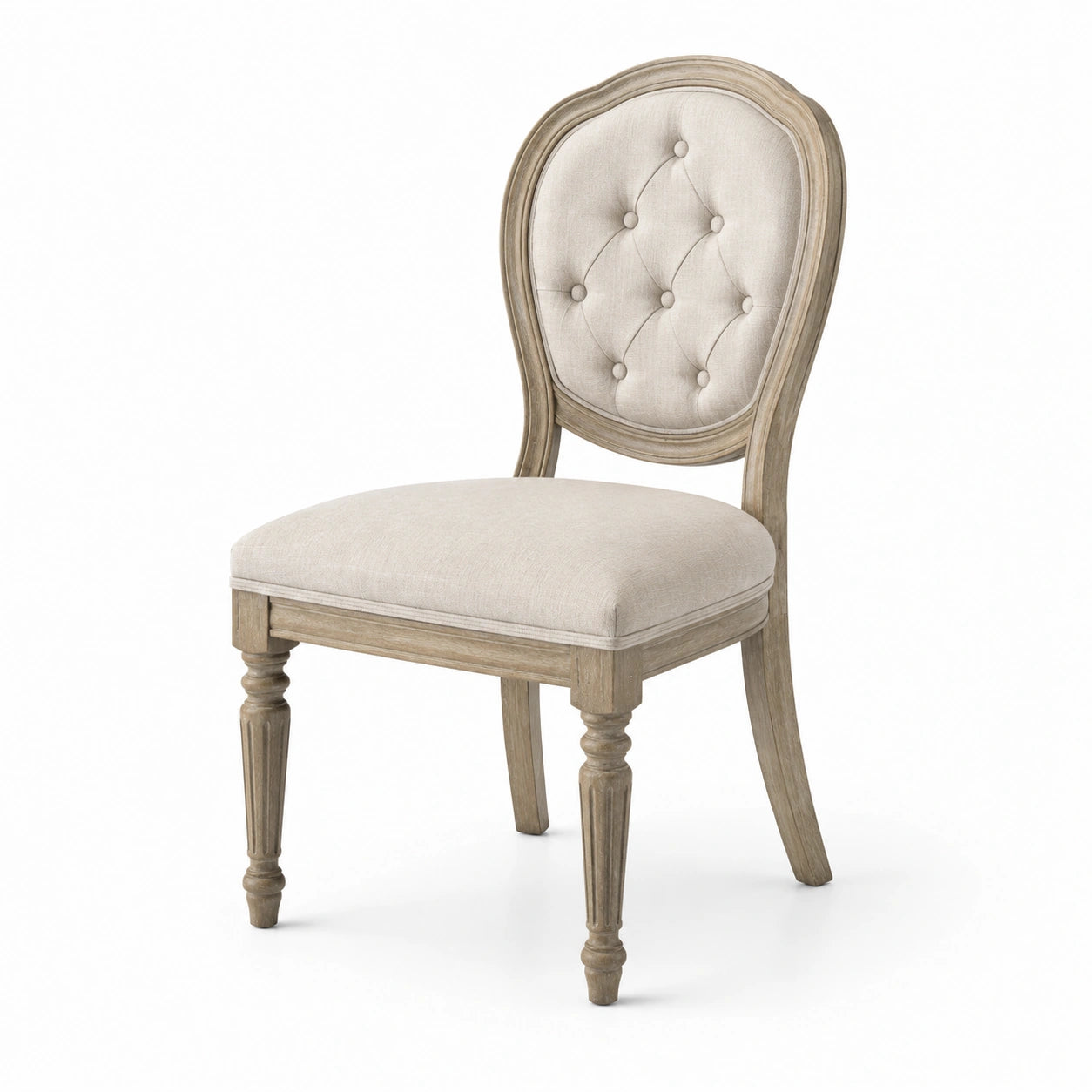 Silla de comedor tapizada beige madera