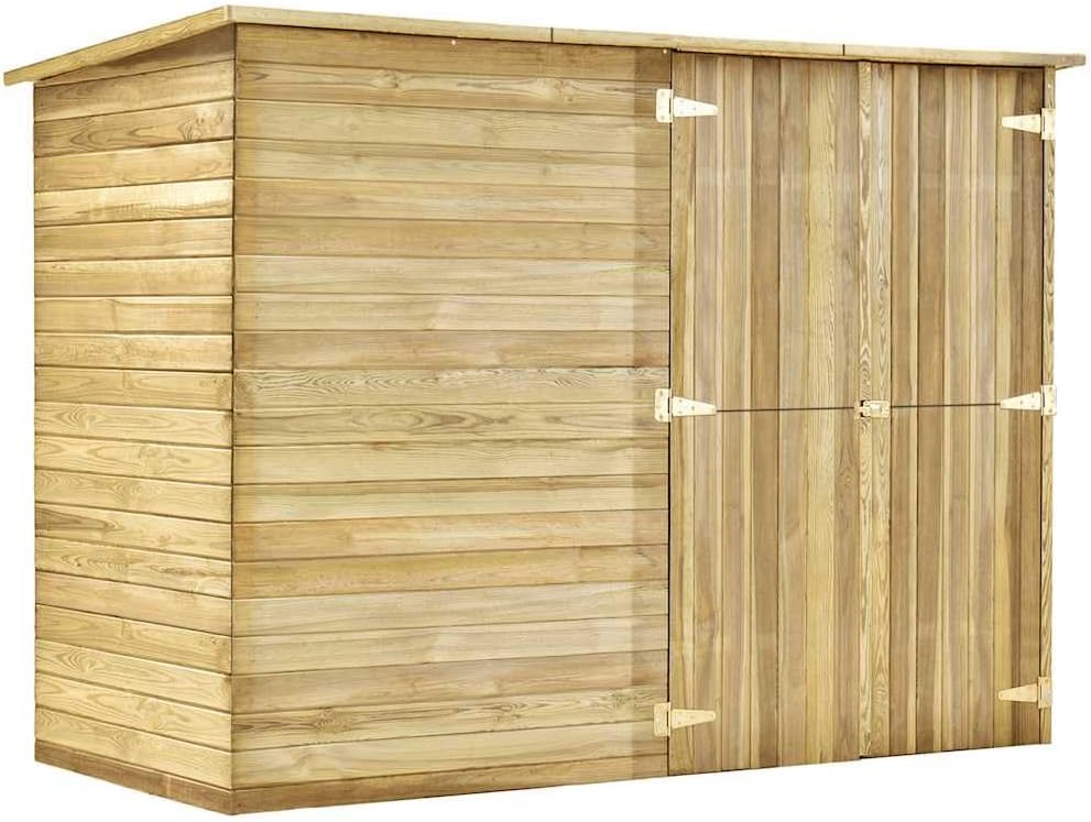 cobertizo de almacenamiento, Lumanois, Cobertizo para jardín de Madera Pino impregnada 232x110x170 cm, Casa y jardín, Artículos de Exterior