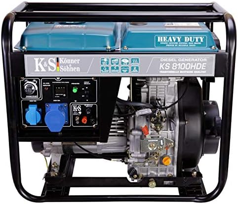 generador 8100HDE, K&S Könner&Söhnen, Könner & Söhnen KS 8100HDE de corriente, 14 CV, motor diésel de 4 tiempos, 1 x 16 A, arranque electrónico, AVR