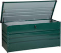 Arcones para patio, Beliani, Caja de almacenamiento para exterior de acero galvanizado verde 400L Cebrosa