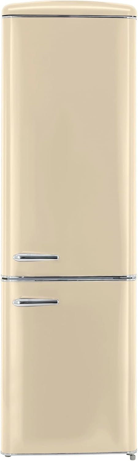 frigorífico combi, Exquisit, 244L, Consumo 202 kWh, Clase E, Cajón Verdulero, Altura Regulable, Tiradores Retro, Estantes de Cristal, año