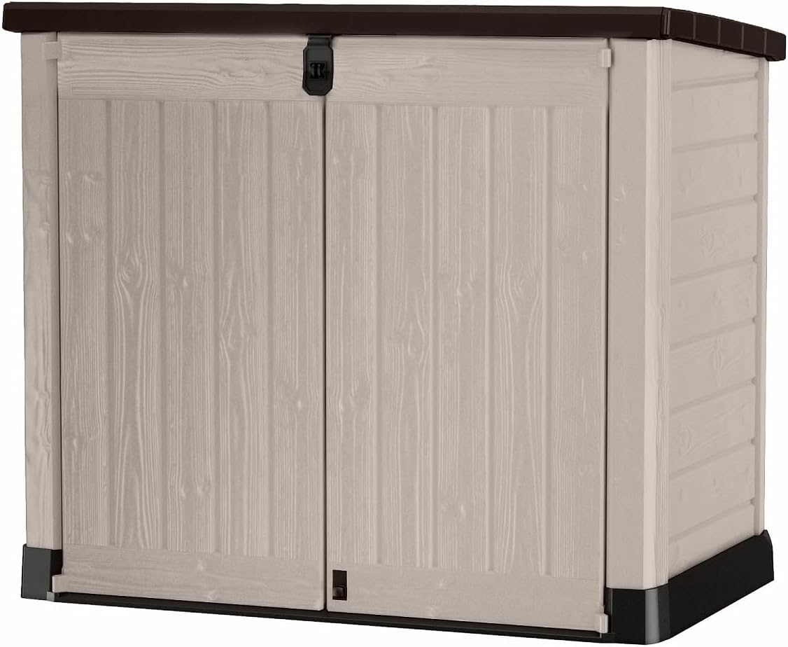 cobertizo de jardín, Keter, Capacidad 1200L, 145,5 x 82 x 123 cm, Color Beige, Marrón