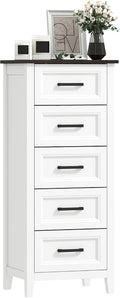 cómoda, HOMCOM, Dormitorio Estrecho y Alto con Encimera Efecto Madera, Cajonera para Espacios Pequeños, Salón, Blanco, 45x35x106 cm, Oficina
