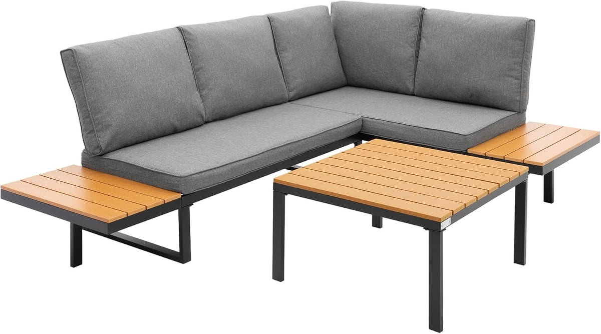 conjunto de muebles de jardín, ML DESIGN modern living, Sofá Esquinero de Terraza Asientos Combinables Resistentes a la Intemperie