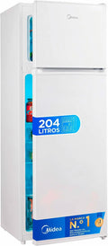 frigorífico combi, Midea, Capacidad 204 L, Silencioso 40dB, Nevera Pequeña con Congelador Low Frost de Bajo Consumo, Puerta Reversible, Luz LED