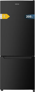 Cecotec frigorífico combi, Bolero CoolMarket Combi 205 DF Black E, 205 L, Clase E, DeFrost, Fast Cooling, Puerta Reversible, LED Interior