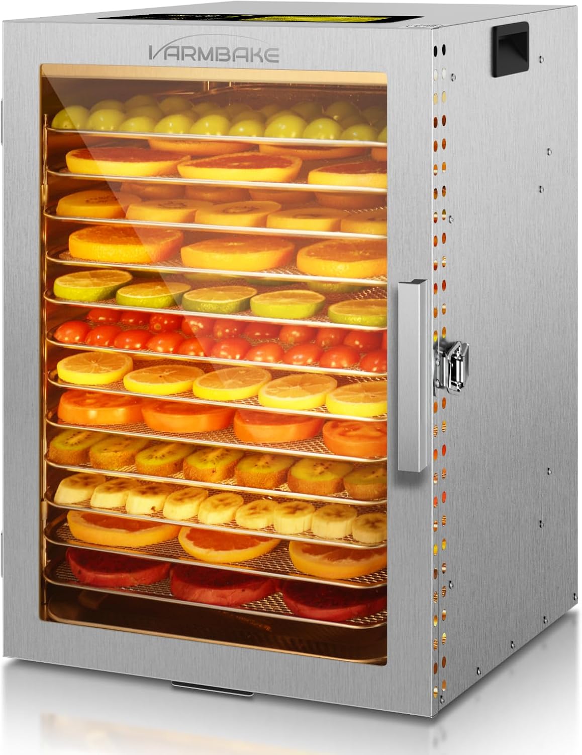 Deshidratadore 24H, VarmBake, Deshidratador de alimentos, potent, 10,9 ft2, control de temperatura 190oF, temporizador de 24H