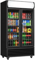 Générique armario Armario para bebidas profesional refrigerado – 2 puertas acristaladas – 568 litros – Iluminación LED – Canopy publicitario –
