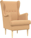 sillón, GeenYuu, muebles modernos para salón, dormitorio, de tela beige con patas de madera y estructura de metal, oficina, habitación de invitados