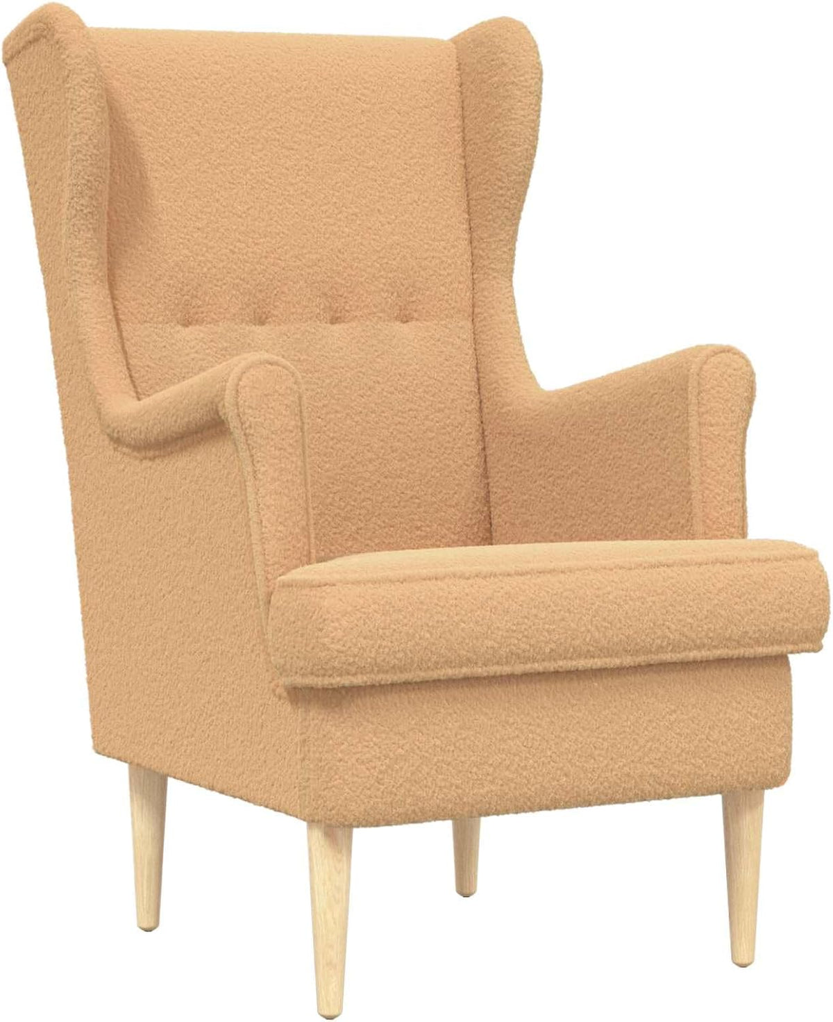 sillón, GeenYuu, muebles modernos para salón, dormitorio, de tela beige con patas de madera y estructura de metal, oficina, habitación de invitados