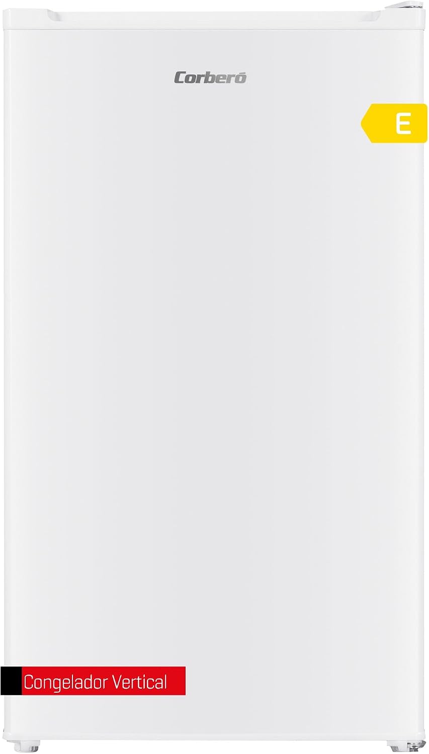 congelador vertical CCVH824W, Corbero, 60L, 3 Compartimentos, 4 Estrellas en retención frío, Descongelación Manual, Patas Niveladoras, Blanco