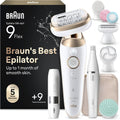 Depiladora, Braun, Dorada, con Rasuradora FaceSpa Y Mini Facial, Rasura Y Recorta, Silk·épil 9 Flex SkinSpa Eléctrica Mujer, 9-681 3D
