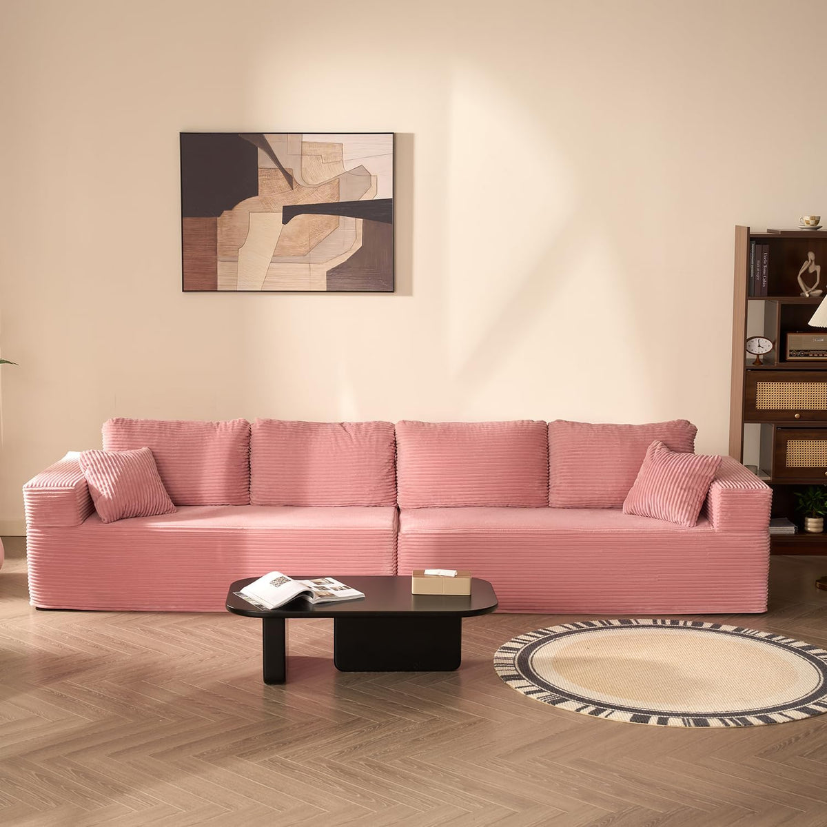 sofá cama, Litbird, Sofá esquinero Modular en L con función Cama y Chaise Longue Derecha – Tapizado en Pana, Dos plazas)