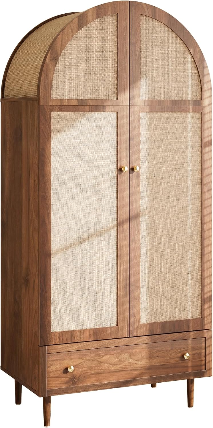armario, NovaFurnish, espacio práctico para ropa y accesorios – para dormitorio, patas de madera resistentes, Elegante con puertas de tela y cajón