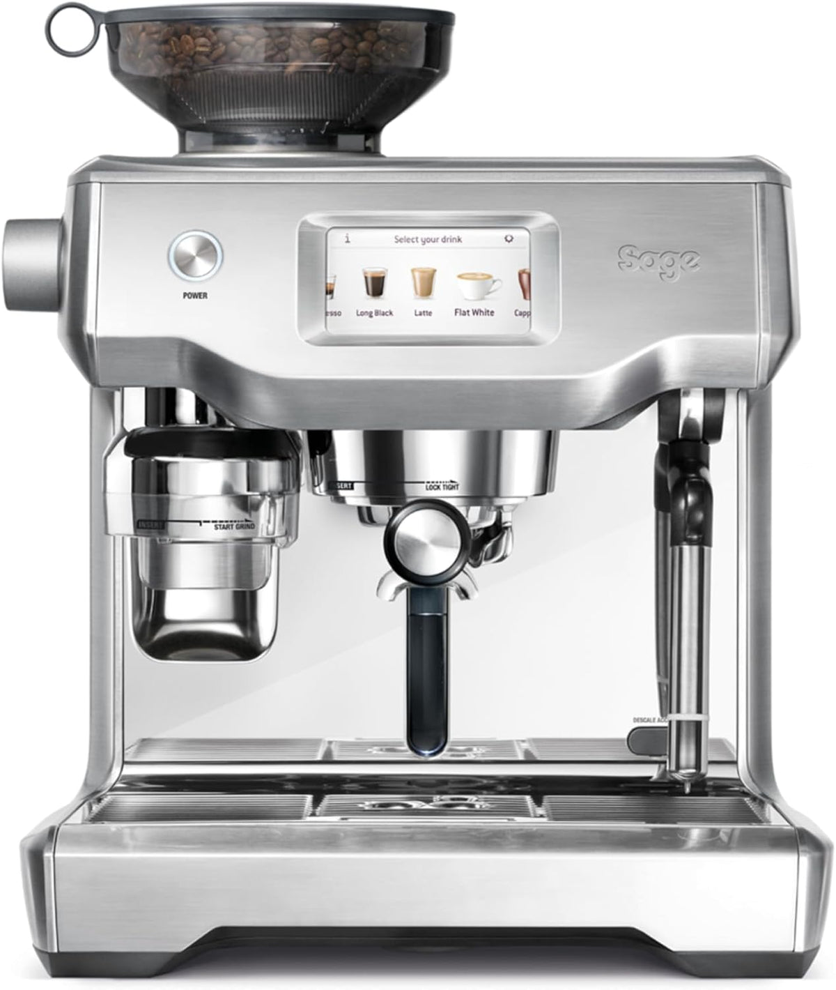 cafetera automática, Sage, Oracle Touch - Cafetera Profesional Superautomática con Espumador de Leche y Molinillo Incorporado, Acero Inoxidable