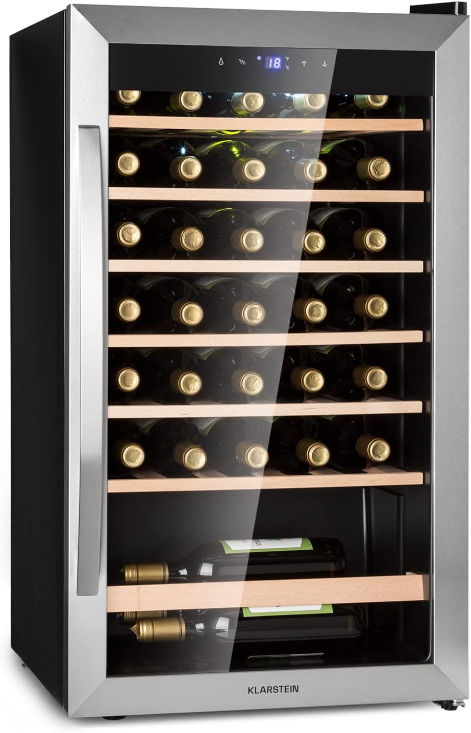 vinoteca, KLARSTEIN, Nevera Vinos, Una Zona de Refrigeración, Nevera Expositora Vino y Cerveza, Nevera Vino con Protección UV, 4-18°C