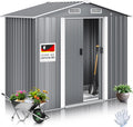 cobertizo de jardín, KESSER, XL de Metal 4,2 m3 con Base, 195 x 131 x 186 cm, 2 Puertas Correderas y Bases, con Guantes de Trabajo, Armario