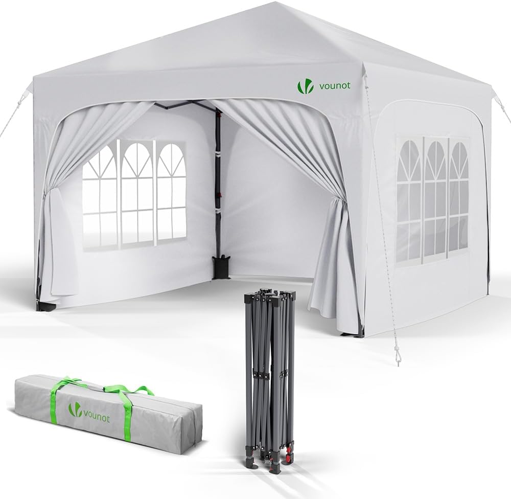 cenador, VOUNOT, Impermeable Pabellón de Jardín Protección UV para Camping, Exterior, Color Blanco, Fiestas
