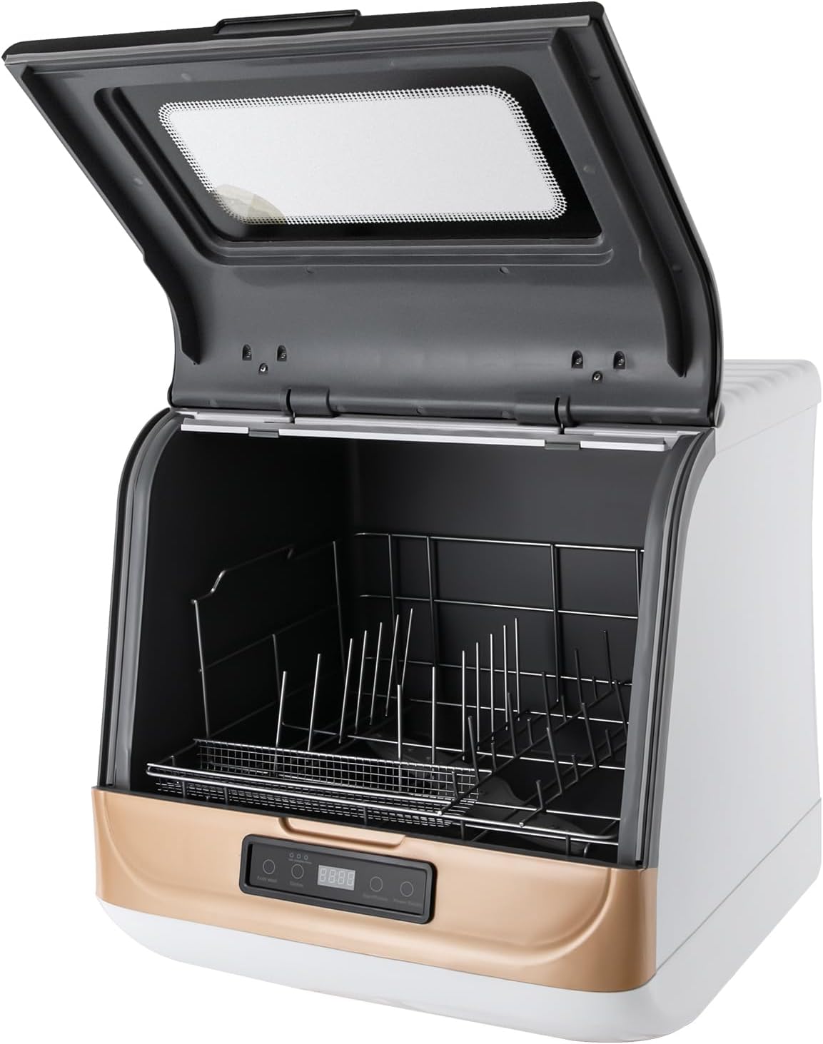 lavavajillas, FUROMG, de mesa con 5 programas y boquilla giratoria de 360°, de mesa con 2 modos de lavado y pantalla LED, control táctil